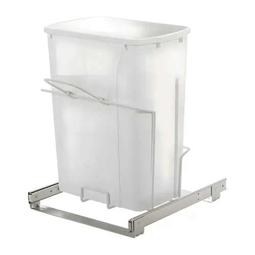 Waste Bin Pull-Out, KV Bottom Mount, Single, Ball Bearing Slide with Overtravel and Soft-Close 18 l 16" 17 5/16" SCB15-1-20WH 14 3/8" White, 20 qt. Steel Bins: Plastic, White