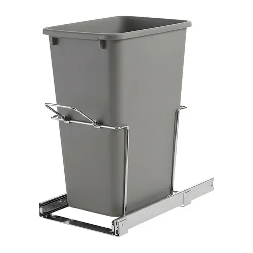 Waste Bin Pull-Out, KV Bottom Mount, Single, Ball Bearing Slide with Overtravel and Soft-Close 47 l 20 1/8" 22 7/8" SCB12-1-50PT 11 3/8" Frosted nickel, 50 qt. Steel Bins: Plastic, Frosted nickel