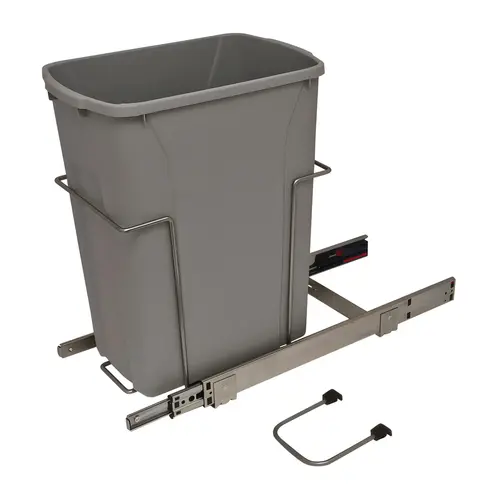 Waste Bin Pull-Out, KV Bottom Mount, Single, Ball Bearing Slide with Overtravel and Soft-Close 33 l 20 1/8" 18 13/16" SCB10-1-35PT 9 5/8" Frosted nickel, 35 qt. Steel Bins: Plastic, Frosted nickel