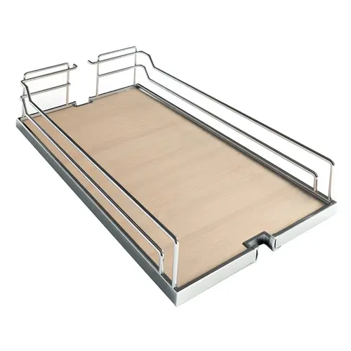 Tray Set, Dispensa 431.8 x 518 x 105 mm 444.5 mm 445 mm For Pantry Pull-Out & Base Pull-Out II, Chrome/maple, width 17" Shelf: Maple Surround: Chrome