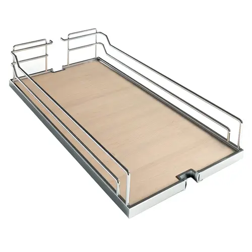 Tray Set, Dispensa 406.4 x 518 x 105 mm 419.1 mm 419 mm For Pantry Pull-Out & Base Pull-Out II, Chrome/maple, width 16" Shelf: Maple Surround: Chrome