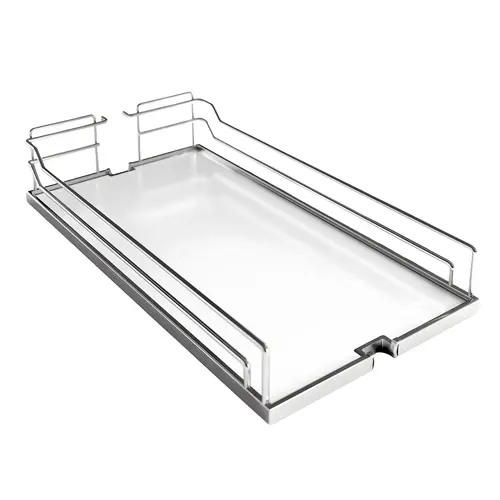 Tray Set, Dispensa 355.6 x 518 x 105 mm 368.3 mm 368 mm For Pantry Pull-Out & Base Pull-Out II, Chrome/white, width 14" White, Shelf: White Surround: Chrome