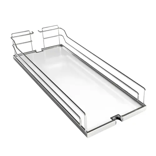 Tray Set, Dispensa 203.2 x 518 x 105 mm 215.9 mm 216 mm For Pantry Pull-Out & Base Pull-Out II, Chrome/white, width 8" Shelf: White Surround: Chrome