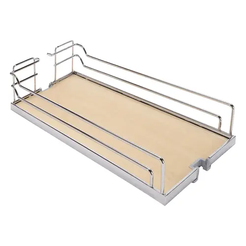 Tray Set, Dispensa 355.6 x 518 x 105 mm 368.3 mm 368 mm For Pantry Pull-Out & Base Pull-Out II, Chrome/maple, width 14" Shelf: Maple Surround: Chrome