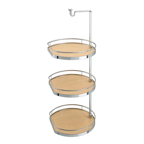 Twister Set, Melamine, Two or Three-Tray, for Upper Cabinets .1" Chrome/maple, height 38" - 42 1/4" Tray: Maple, Chrome