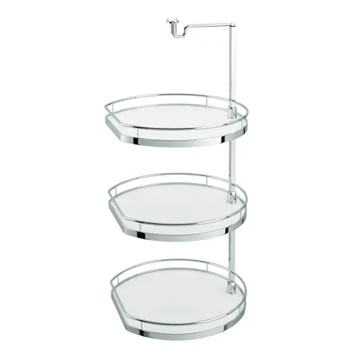 Twister Set, Melamine, Two or Three-Tray, for Upper Cabinets .1" Chrome/white, height 38" - 42 1/4" Tray: White, Chrome