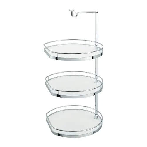 Twister Set, Melamine, Two or Three-Tray, for Upper Cabinets .09" Chrome/white, height 32" - 36 1/2" Tray: White, Chrome