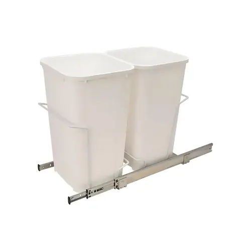 Waste Bin Pull-Out, KV Bottom Mount, Double, Ball Bearing Precision Slide with Overtravel 33 l / 33 l 22" 18 13/16" SBM15-2-35WH 14 3/8" (W x H x D) 364 x 478 x 573 mm, capacity: 2 x 35 qt. Frame: Steel Bins: Plastic, Epoxy-coated