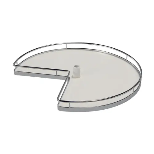 Kidney Shaped Wood Shelf, for Center Posts 32" 321 mm 527 mm 102 mm 269 mm 546 mm 121 mm 16 1/8" Chrome/White, diameter 32" Shelf: White, Surround: Chrome