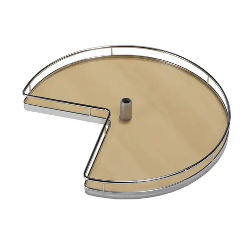 Kidney Shaped Wood Shelf, for Center Posts 32" 321 mm 527 mm 102 mm 269 mm 546 mm 121 mm 16 1/8" Chrome/Maple, diameter 32" Shelf: Maple, Surround: Chrome