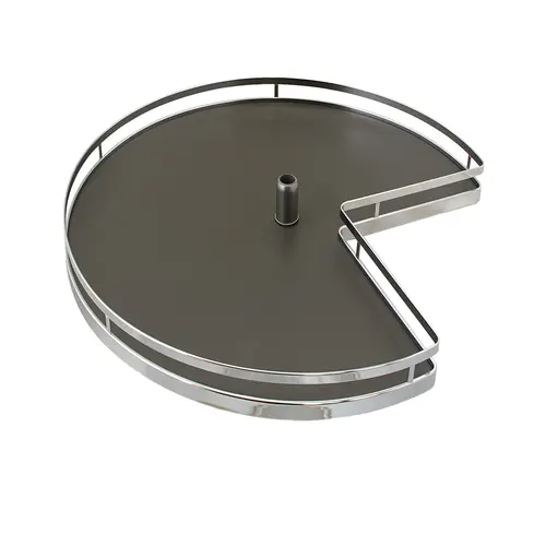 Kidney Shaped Wood Shelf, for Center Posts 32" 321 mm 527 mm 102 mm 269 mm 546 mm 121 mm 16 1/8" Chrome/Anthracite, diameter 32" Shelf: Anthracite, Surround: Chrome