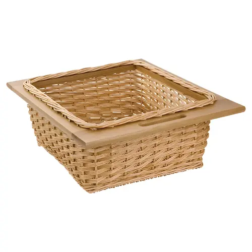 Wicker Basket, with Frame Handles 14 5/16" Width: 363 mm (14 5/16") Basket: Natural, dipped Frame: Lacquered