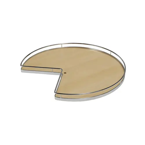 Super Susan, 3/4 Round Pie-Cut Revolving Shelf 28" 14" Chrome/maple, diameter 28" Shelf: Maple Surround: Chrome