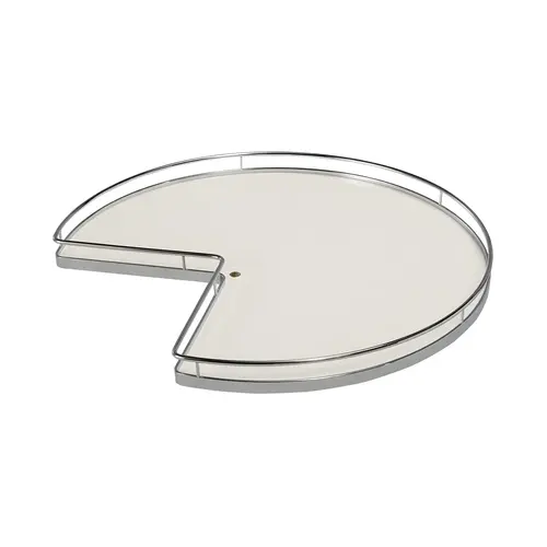 Super Susan, 3/4 Round Pie-Cut Revolving Shelf 28" 14" Chrome/white, diameter 28" Shelf: White Surround: Chrome