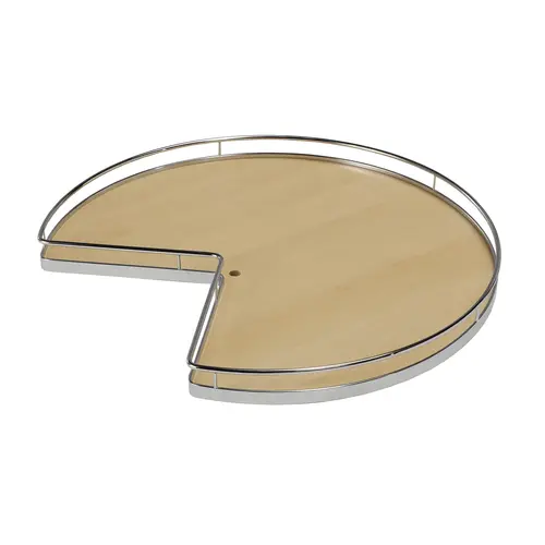 Super Susan, 3/4 Round Pie-Cut Revolving Shelf 32" 16 1/8" Chrome/maple, diameter 32" Shelf: Maple Surround: Chrome