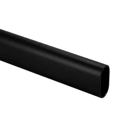 Oval Aluminum Tubing, Aluminum Material, 96" Length, 19/32" Outside Width, 1-3/16" Outside Height, Matte Black Finish