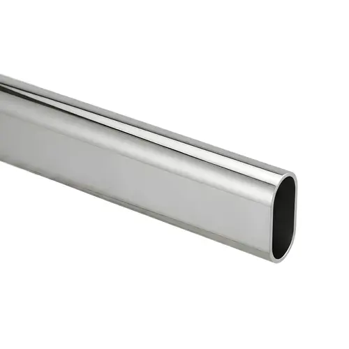 Oval Steel Tubing, Steel Material, 144" Length, 19/32" Outside Width, 1-3/16" Outside Height, Polished Chrome Finish
