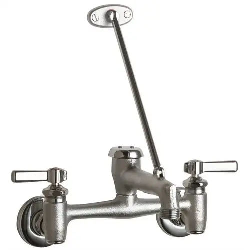 2-Handle Kitchen Faucet in Chrome with Pail Hook and Wall Brace