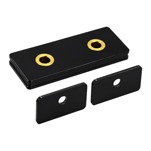 Magnetic Catch For Double Cabinet Doors, Steel Material, 2" Catch Length, 1-1/8" Strike Plate Width, Black Zinc Plating Finish