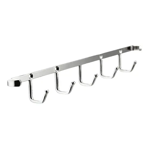 Multi-Hook With Screws, Steel Material, 11" Length, 1-1/2" Projection, Polished Chrome Finish
