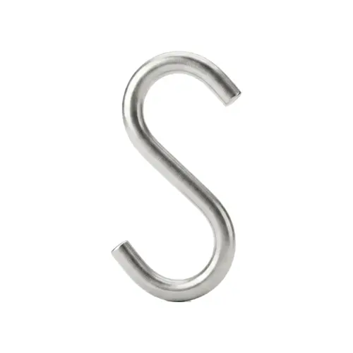 Utility Hook, Stainless Steel Material, Open S Hook style, 2" Overall Height, Steel Finish