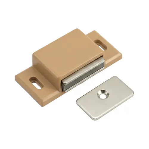 Magnetic Catch, Plastic Housing With Internal Magnet Material, 2" Length, 1-1/8" Width, Almond Finish