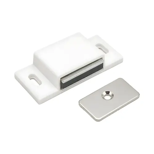 Magnetic Catch, Plastic Housing With Internal Magnet, 2" Length, 1-1/8" Width, White Finish