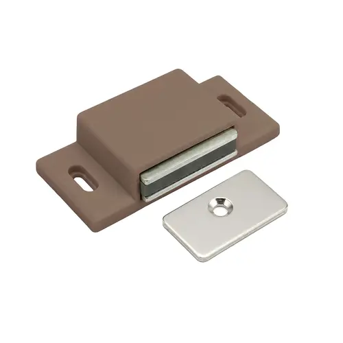 Magnetic Catch, Plastic Housing Material, 2" Length, 1-1/8" Width, 31/64" Height, Tan Finish