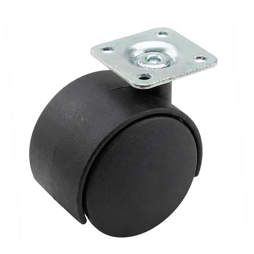 Castor, Plastic Material Construction, 1-15/16" Wheel Diameter, 1-1/2" Mounting Plate Length, 1-1/2" Mounting Plate Width, Black Finish