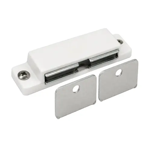 Magnetic Catch, Plastic Housing, 2-7/8" Body Length, 13/16" Overall Body Width, White Finish