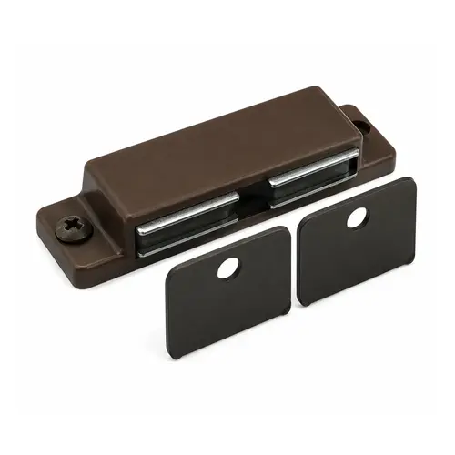 Magnetic Catch, Plastic Housing, 2-7/8" Catch Body Length, Brown Finish