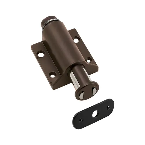 Single Magnetic Touch Latch, Plastic Case Material, 1-11/32" Body Length, 1-25/32" Closed Length, Brown Finish
