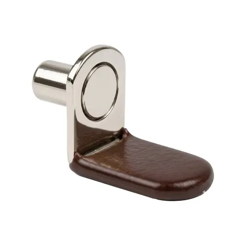 Shelf Support, Steel Material, 1/4" Vinyl Covered Pin Diameter, 3/8" Pin Length, 3/4" Support Arm Length, Bright Nickel Finish