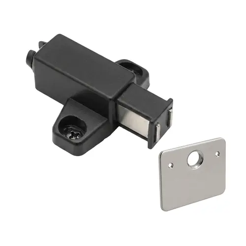 Magnetic Touch Latch, Plastic Material, 1-3/4" Closed Length, 2-1/8" Open Length, Black Finish
