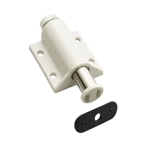Single Magnetic Touch Latch, Plastic Case Material, 1-25/32" Closed Length, 2-7/32" Open Length, White Finish