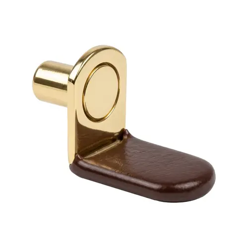 Shelf Support, Steel Material, Right Angle Design, 1/4" Pin Diameter, 3/4" Support Arm Length, Bright Brass Finish
