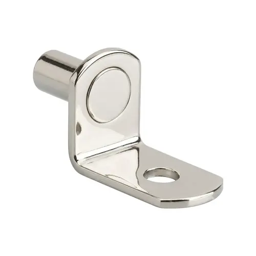 Shelf Support, Steel Material, Right Angle Design, 1/4" Pin Diameter, 3/4" Support Arm Length, Bright Nickel Finish