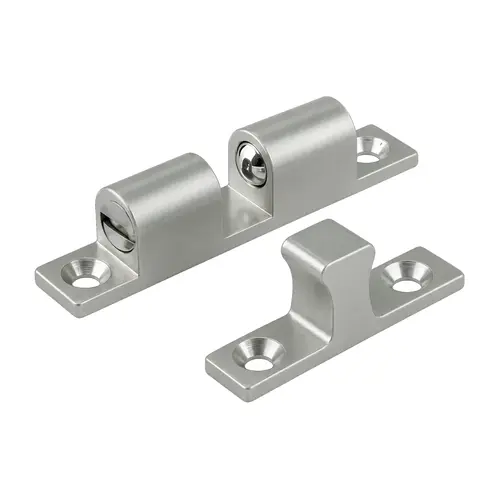 Tension Ball Catch, Brass Material, 1-11/16" Overall Height, Dull Chrome Finish