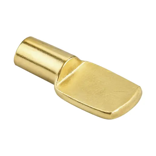 Shelf Support, Steel Material, Flat Paddle Style, 3/16" Pin Diameter, 3/4" Overall Length, Bright Brass Finish