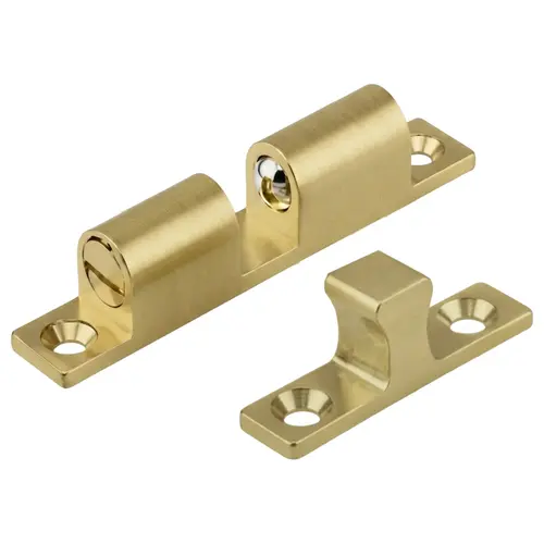 Tension Ball Catch, Brass Material, 2-9/32" Body Length, 7/16" Body Width, Dull Brass Finish