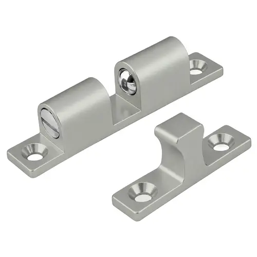 Tension Ball Catch, Brass Material, 2-9/32" Length, 7/16" Width, 1/2" Projection, Dull Chrome Finish