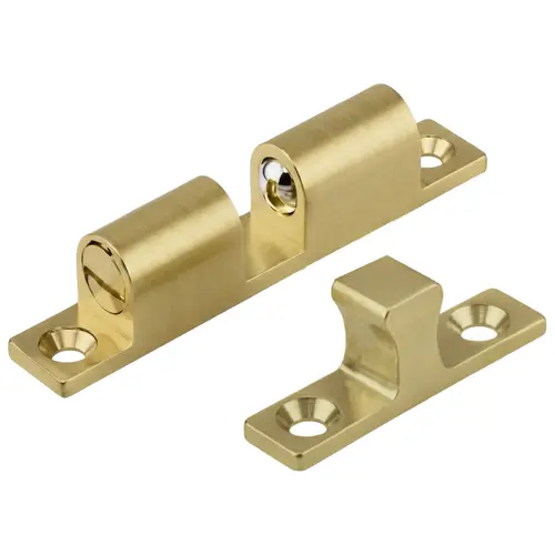 Tension Ball Catch, Brass Material, 2-23/32" Body Height, 19/32" Body Width, Dull Brass Finish