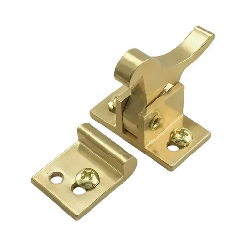 Elbow Catch, Brass Material, 1-1/8" Overall Height, 1-1/8" Base Length, 5/8" Base Width, Bright Brass Finish