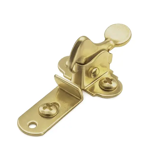 Elbow Catch, Steel Material, 1" Overall Height, 1-1/8" Overall Length, Bright Brass Finish