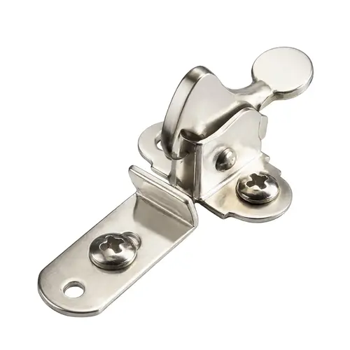 Elbow Catch, Steel Material, 1-1/8" Overall Length, 1" Overall Height, Bright Nickel Finish