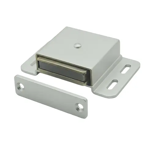 Extra Heavy Duty Magnetic Catch, Brass Material, Self-Aligning Strike Plate, 2-1/8" Body Length, Dull Chrome Finish