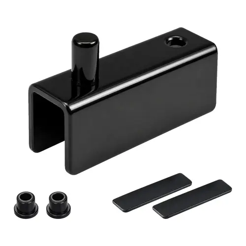 Glass Door Hinge, Metal Material, Deep Channel Mount, 1-9/16" Hinge Length, 13/16" Hinge Height, Black Finish