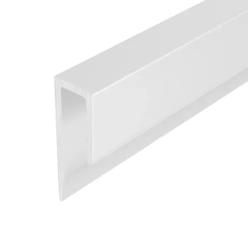 Top J Channel Without Screw Ridge Aluminum Material, 144" Length, 1/4" Mirror Thickness, 1-9/32" Height, Satin Clear Anodized Finish