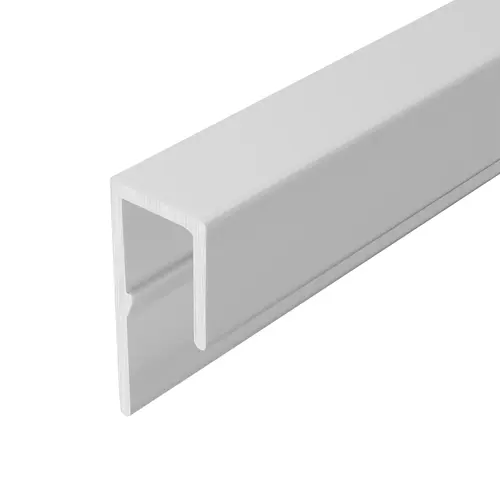 Top J Channel With Screw Ridge Aluminum Material, 144" Length, 1/4" Mirror Thickness, 1-1/4" Height, Satin Clear Anodized Finish