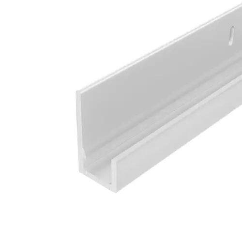 Bottom J Channel With Screw Ridge, Aluminum Material, 144" Length, 1/4" For Mirror Thickness, 15/16" Height, Polished Aluminum Anodized Finish